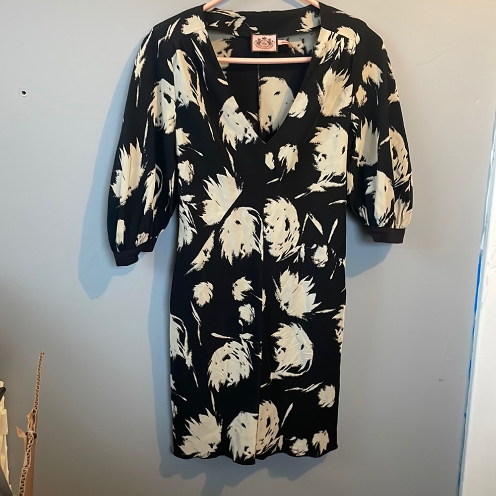 Juicy Couture Size 0 Silk Abstract Floral Dress romantic girly resort Y2K